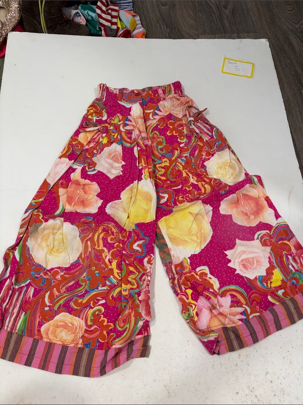 Oilily Hot Pink Floral Paisley Wide-Leg Girls' Shorts